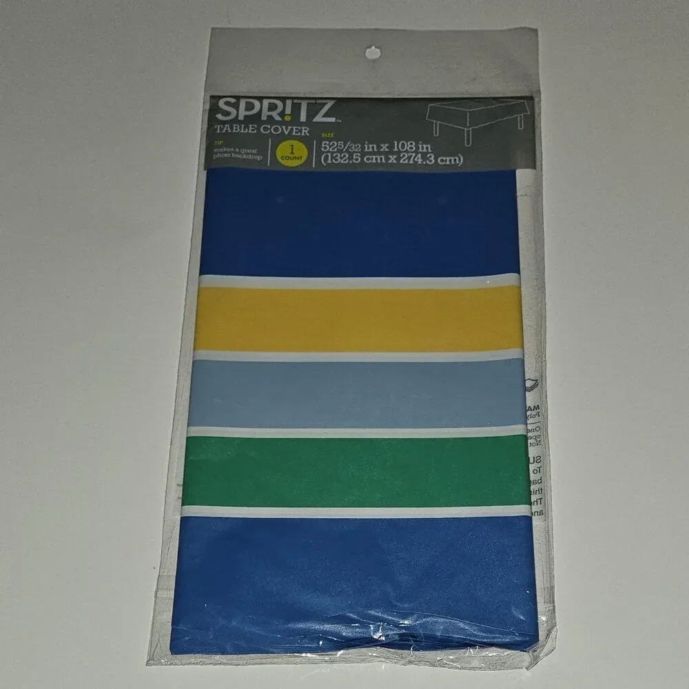 NEW Party Supplies Lot 4 Table Covers Spritz 52x108 Blue Striped Photo Backdrop